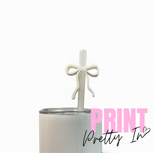 8mm White Petite Bow Straw Topper