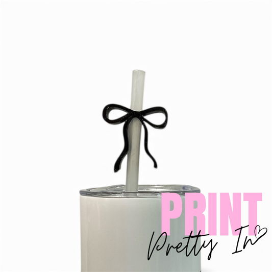 8mm Black Petite Bow Straw Topper