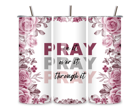 20oz 590ml Stainless Steel Flower Pray Skinny Tumbler