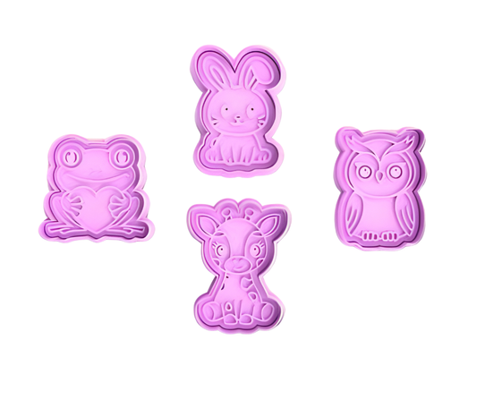 Cute Animals Pack 2 Cookie Cutters and Stamp