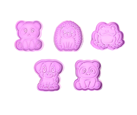 Cute Animals Pack 5 Cookie Cutters and Stamp